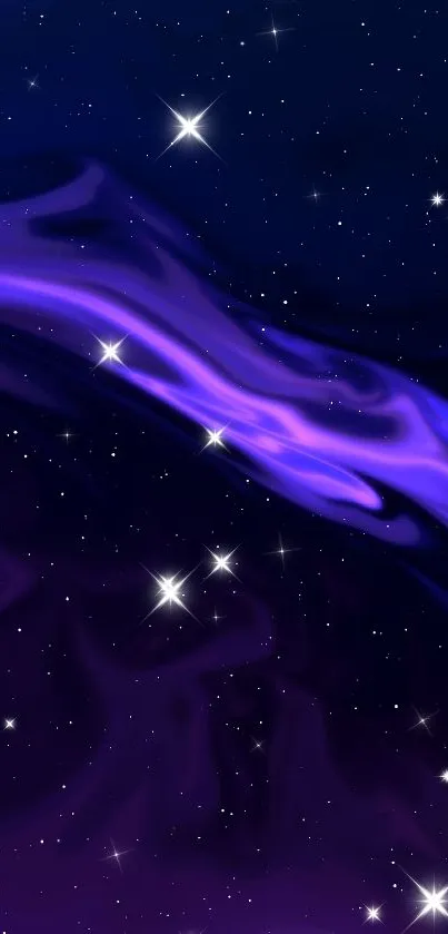 Purple galaxy wave with starry sky background.