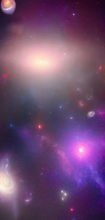 Colorful cosmic space wallpaper with galaxies and nebulae.