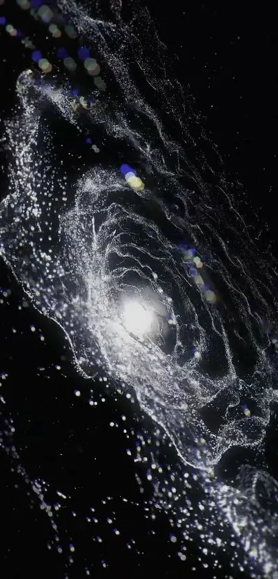 Mesmerizing black and white spiral galaxy wallpaper with cosmic design.