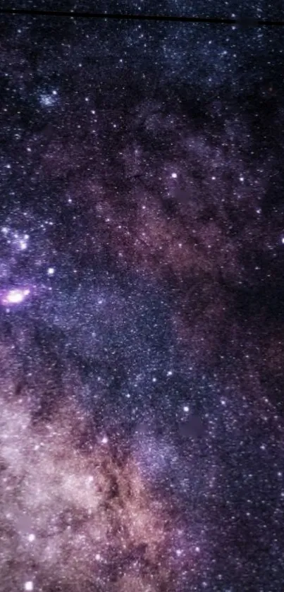 Beautiful galaxy wallpaper with stars in deep purple hues.