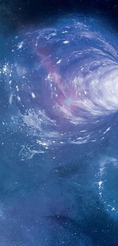 Galactic vortex swirling in blue space.