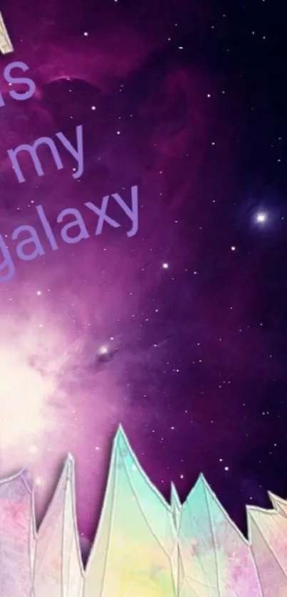 Purple galaxy-themed mobile wallpaper with abstract design and vibrant hues.