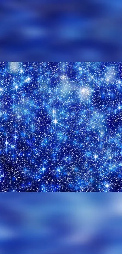 Blue galaxy sparkle wallpaper with stars.