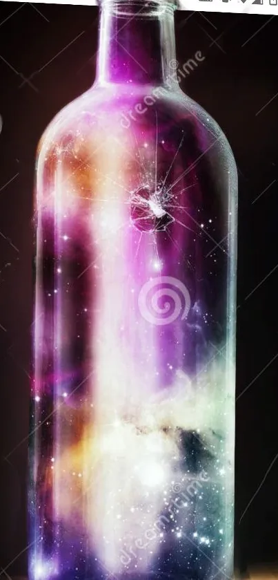 Galaxy-inspired bottle featuring cosmic colors and starry effects.