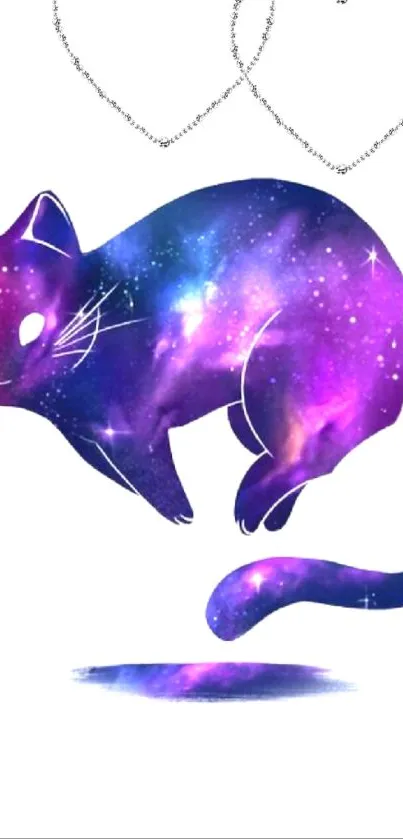 Cosmic-themed cat with vibrant galaxy colors on mobile wallpaper.