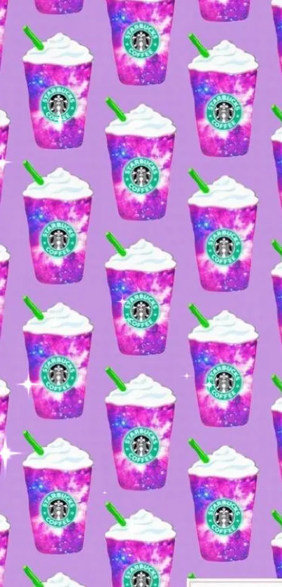 Colorful galaxy-themed drink pattern wallpaper.