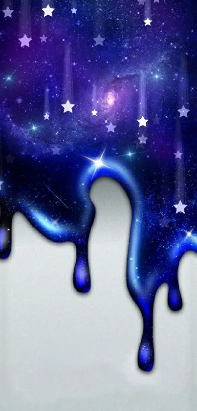 Galaxy drip design with stars and cosmic hues for mobile wallpaper.