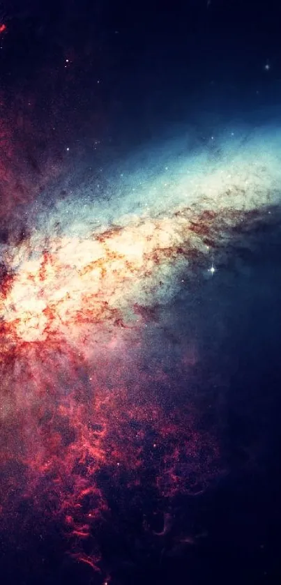 Stunning galaxy explosion wallpaper with vibrant cosmic colors for mobile screens.