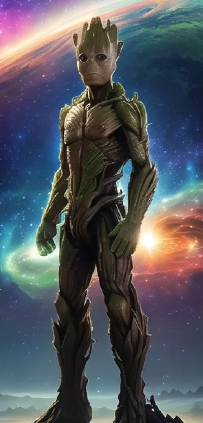 Fantasy space creature wallpaper with galaxy backdrop.
