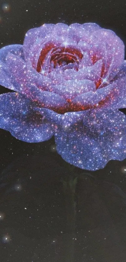 A galaxy flower wallpaper with cosmic, luminous petals on a dark background.