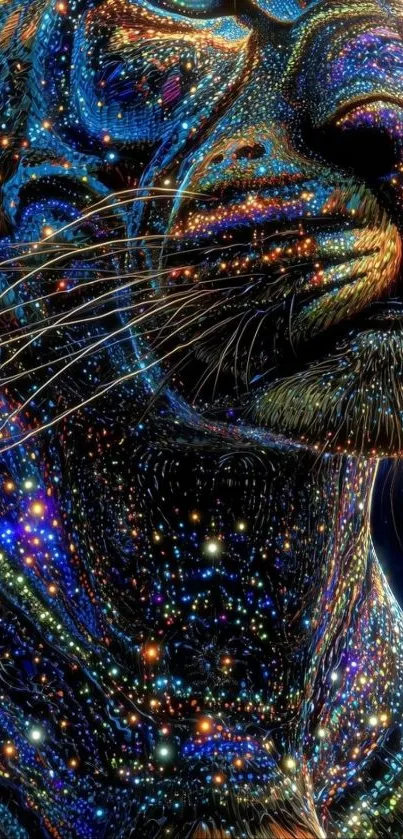 Artistic galaxy leopard wallpaper for mobile.