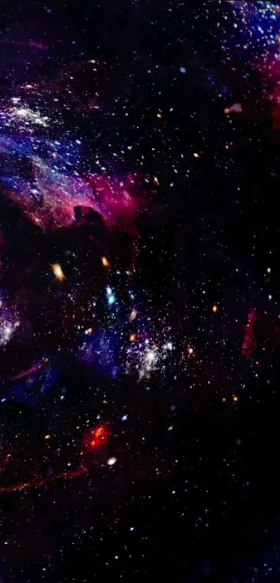 Colorful galaxy nebula wallpaper for mobile with vibrant space design.