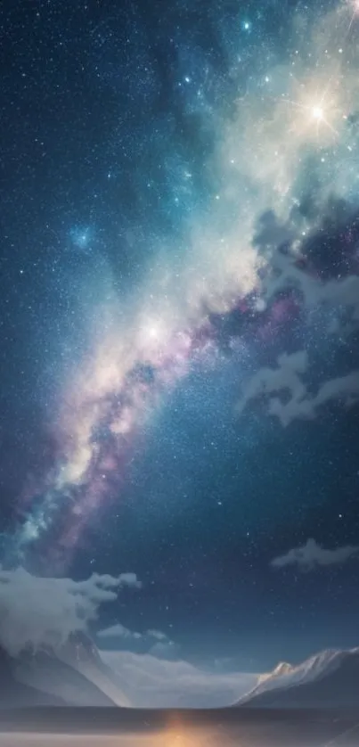 Milky Way galaxy in a starry night sky wallpaper.