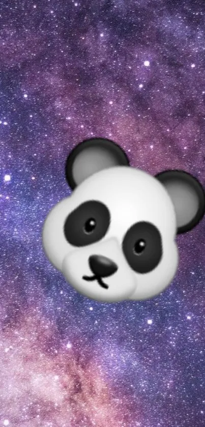 Purple galaxy wallpaper with panda emoji in center.