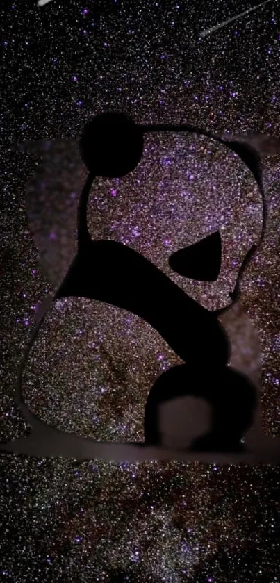 Cosmic panda silhouette against a starry galaxy background.