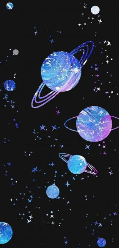 Colorful cosmic planets mobile wallpaper