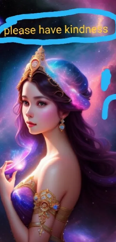 A celestial princess in a cosmic galaxy with vibrant colors and ethereal beauty.