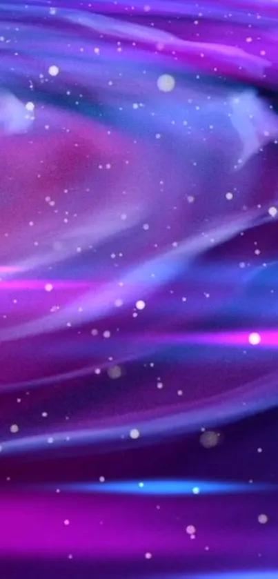 Purple galaxy mobile wallpaper with stars and cosmic swirls.