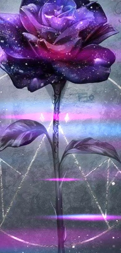 Galaxy rose with mystical background art