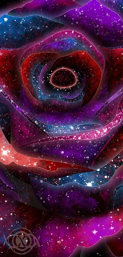 Galaxy rose wallpaper with cosmic and vibrant colors.