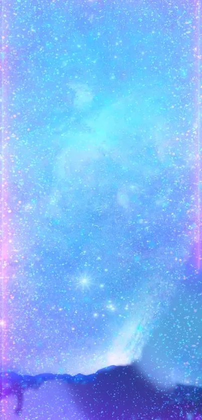 Blue galaxy sky mobile wallpaper with stars and cosmic glow.