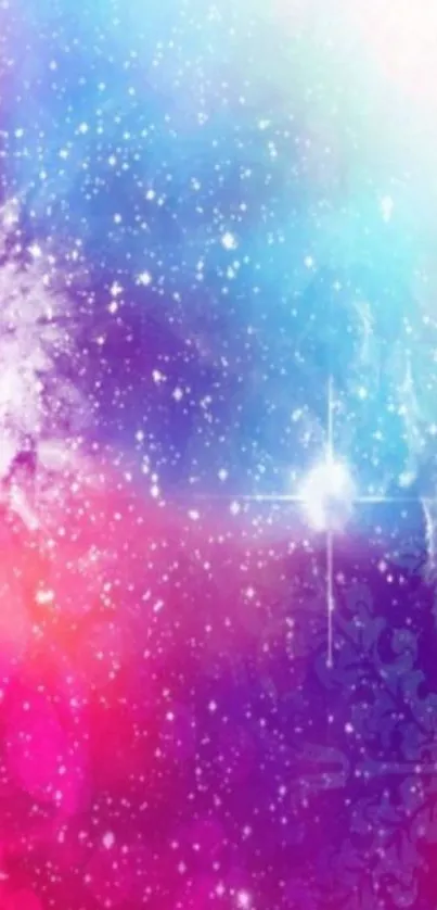 Vibrant galaxy sparkle wallpaper with stars and cosmic colors.