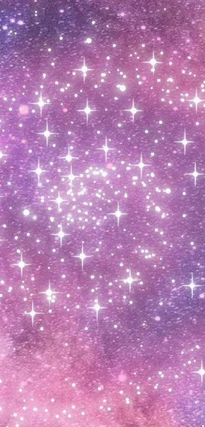 Pink starry galaxy mobile wallpaper with sparkling cosmic scene.