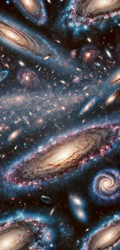 Vibrant cosmic wallpaper with galaxies.