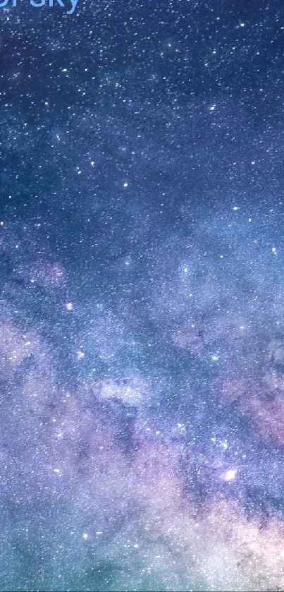 Starry galaxy mobile wallpaper with cosmic clouds.