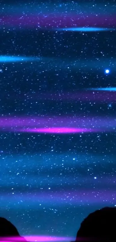 Galaxy starry night wallpaper with blue and purple hues for mobile devices.