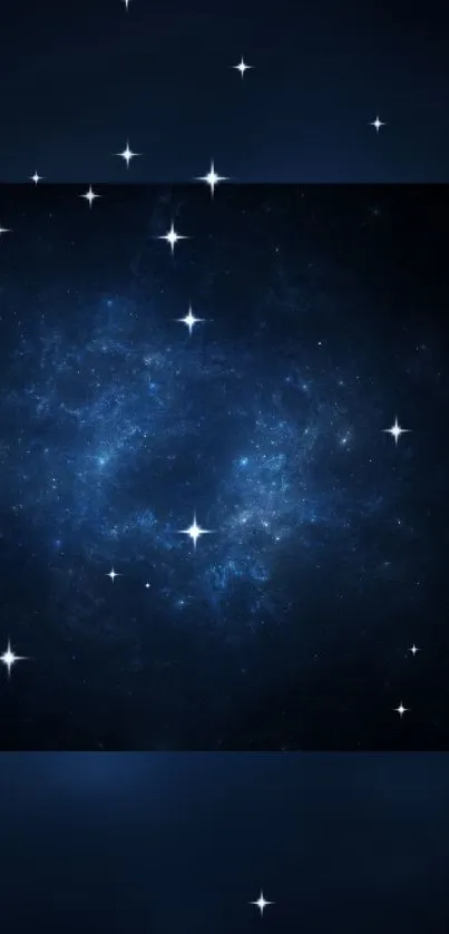 Dark blue starry galaxy wallpaper for mobile phones.