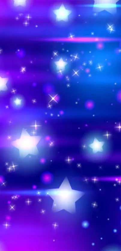 Purple and blue galaxy stars wallpaper with sparkling stars.