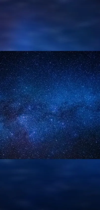 Deep blue galaxy stars wallpaper for mobile.