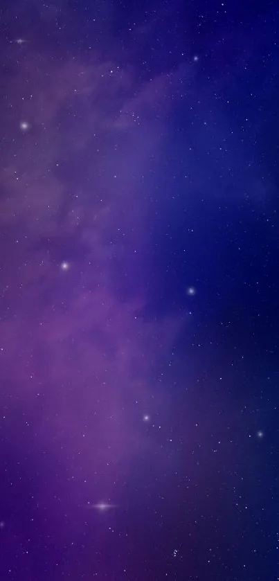 Galaxy-themed mobile wallpaper with stars and deep blue and purple colors.