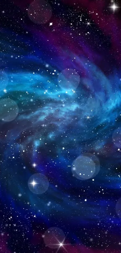 Vibrant galaxy nebula with swirling stars on mobile wallpaper.