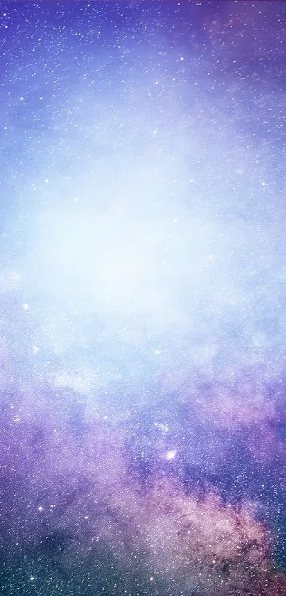 Vibrant galaxy wallpaper with purple and blue hues showcasing stars and cosmic beauty.