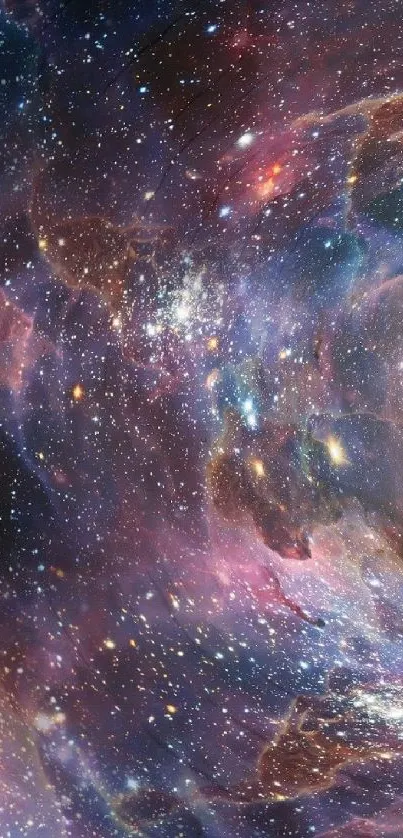 Colorful galaxy vortex wallpaper with starry cosmic tunnel.