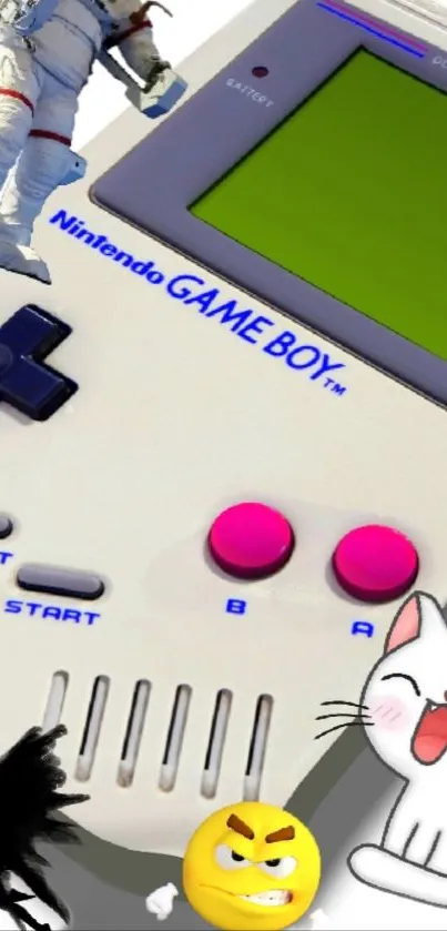 Retro Game Boy wallpaper with colorful overlays and nostalgic elements.