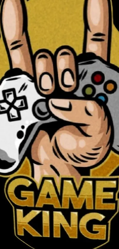 Game King wallpaper with hand and controller illustration.