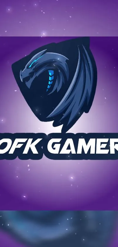 Gamer logo with dragon on a cosmic purple background wallpaper.