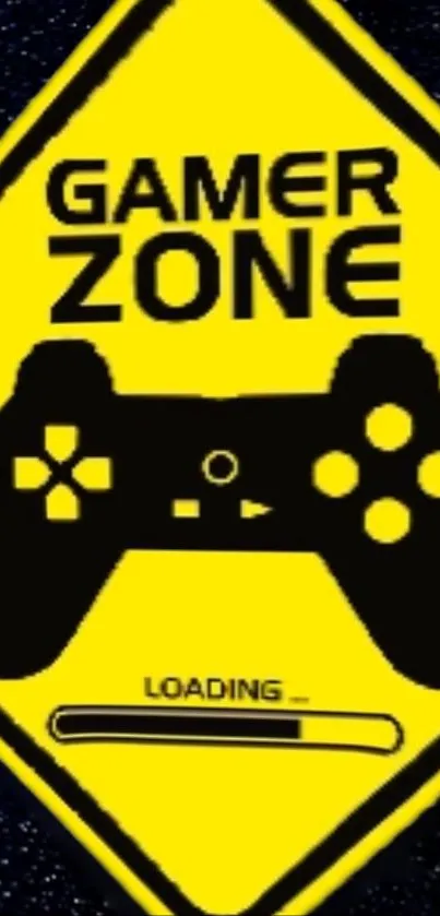 Gamer Zone wallpaper with yellow sign and game controller icon loading.