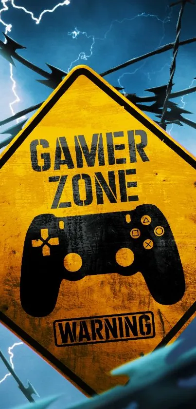 Gamer Zone warning sign with controller design.