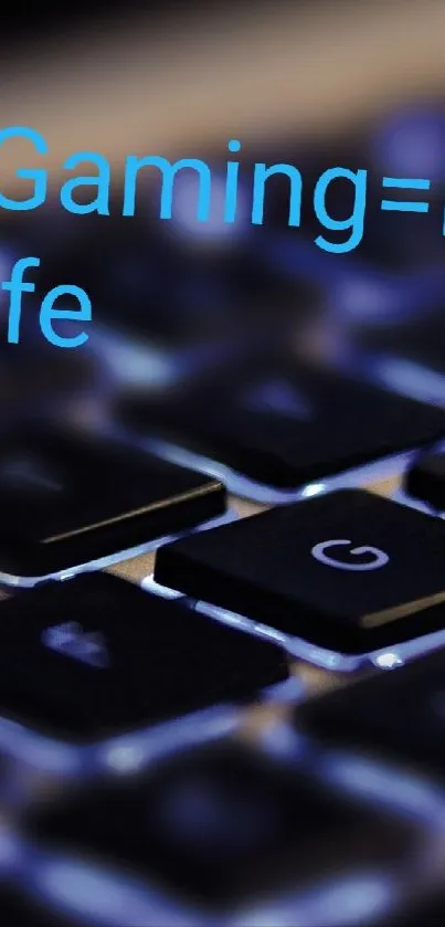 Gaming keyboard close-up wallpaper with blue highlights.