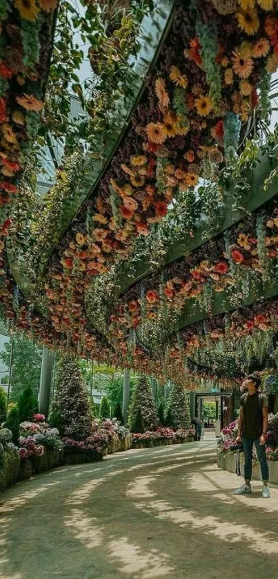 Enchanting floral canopy over garden path.