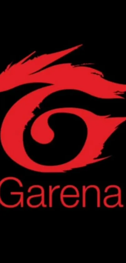 Garena logo in red on a black background mobile wallpaper.