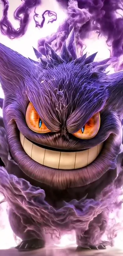 Gengar-inspired purple wallpaper with vibrant details