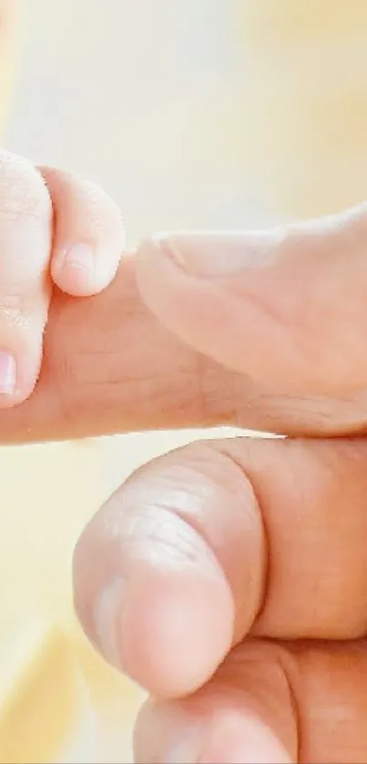 Child hand holding an adult's finger in a tender moment.