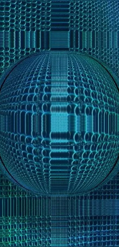 Futuristic blue geometric pattern with sphere.