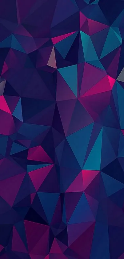 Vibrant geometric mobile wallpaper in pink and blue tones.