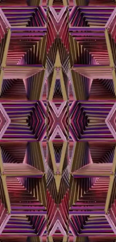 Geometric abstract pattern mobile wallpaper in pink tones.